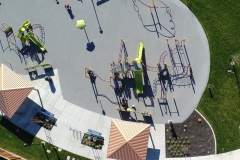 bird's eye view of park playground taken with a drone